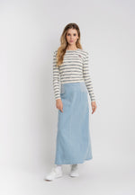 SB5CPT7159 GINGER STRETCH DENIM PANEL SKIRT