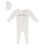 SB5CY2609 APRICOT BABY RIB KNIT FOOTIE + BONNET