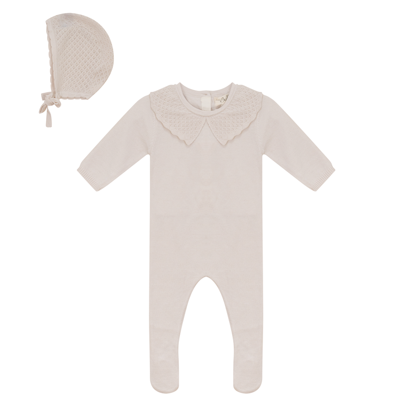 SB5CY2610 BEBE BELLA CROCHET COLLAR FOOTIE 3PC SET
