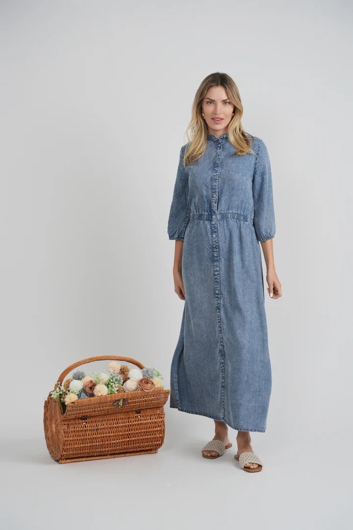 SB6CM1941DM HASHTAG DENIM WASH MIDI DRESS