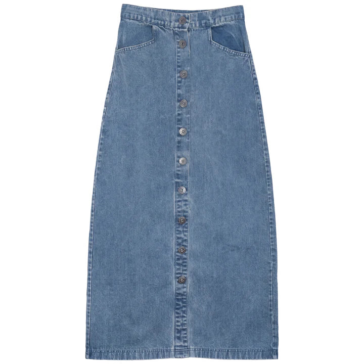 SB6CM1966SL FAVES LADIES COTTON MAXI BUTTON SKIRT