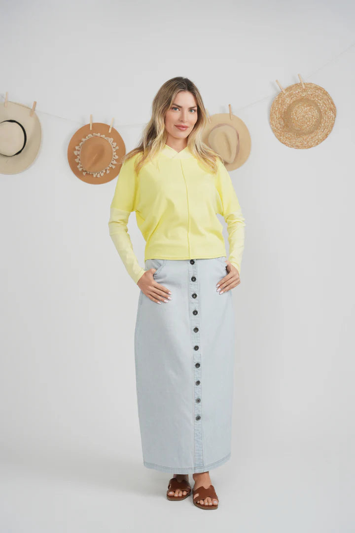 SB6CM1966SL FAVES LADIES COTTON MAXI BUTTON SKIRT