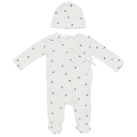 SB6CP7367 LITTLE FRAGILE CHERRY PRINT FOOTIE + BEANIE