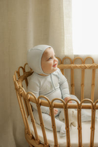 SB6CY2855 BEBE BELLA FLORAL EMBROIDER FOOTIE + BONNET