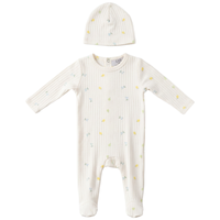 SB6CY2973 LUX BABY PRINT POINTELLE FOOTIE + BEANIE
