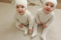 SB6CY2973 LUX BABY PRINT POINTELLE FOOTIE + BEANIE