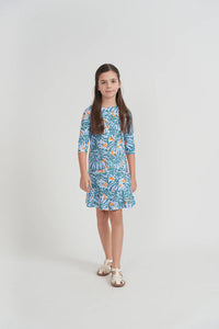 SB6CY3007D TRY 3/4 SLEEVE PRINT SWIM DRESS