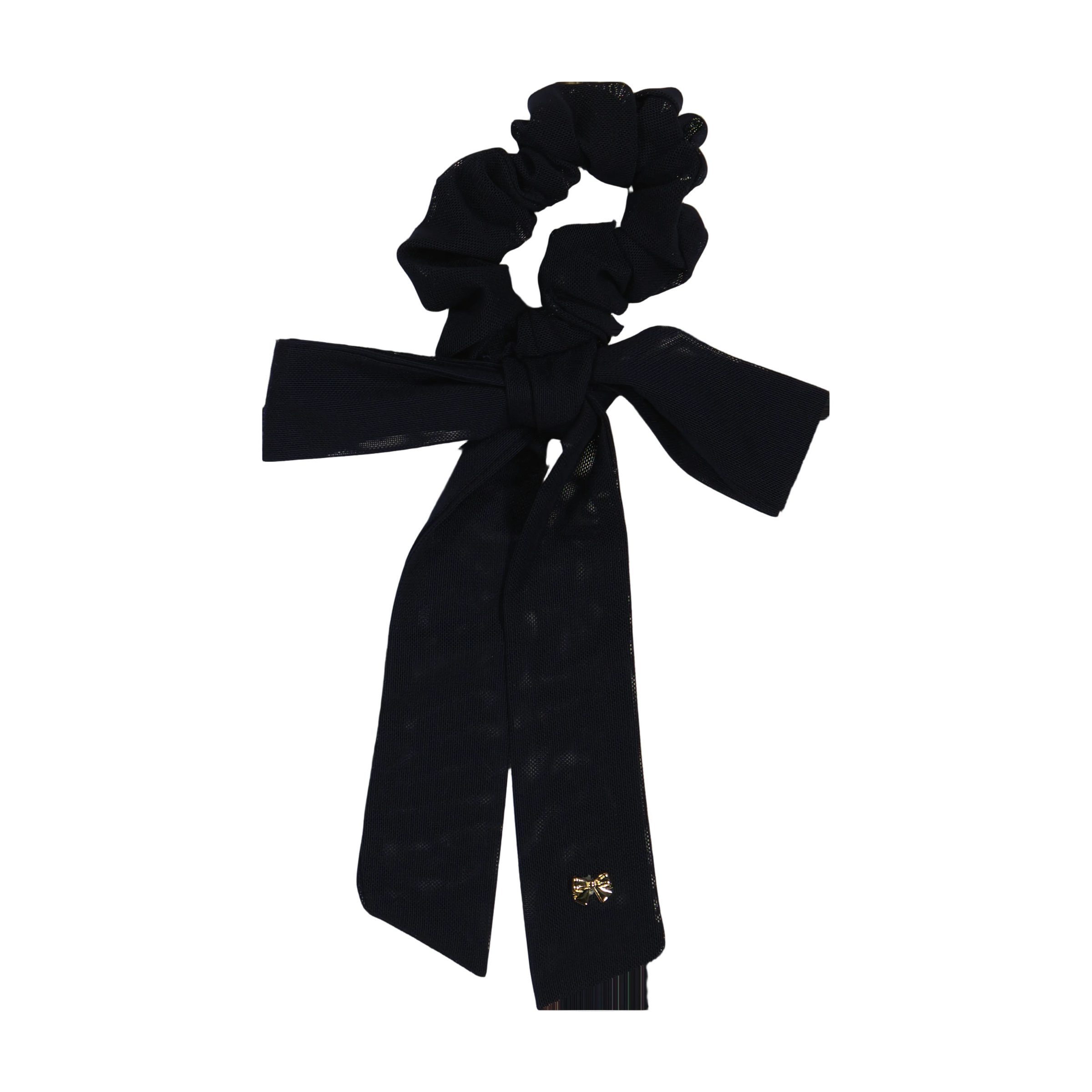 SCL4534 MESH GOLD BOW LARGE BOW SCRUNCHY