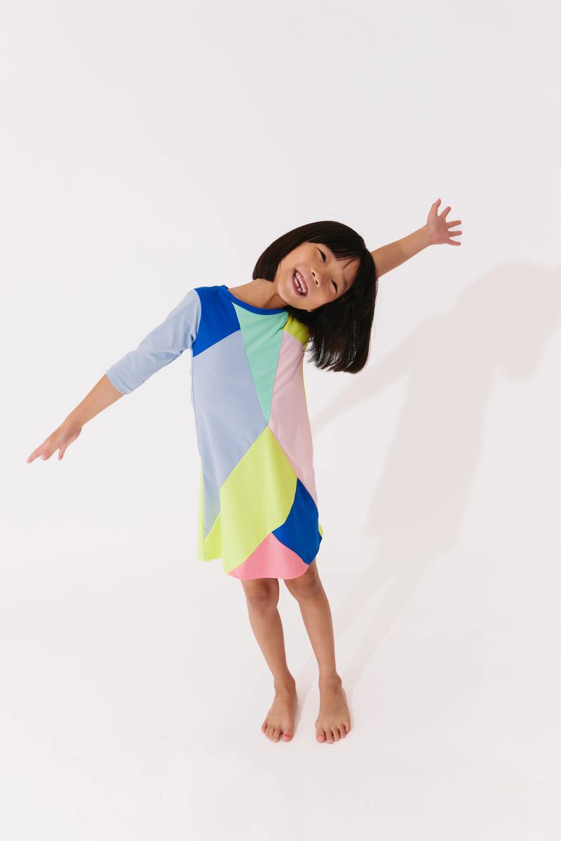 SG2934 CREW COLORBLOCK SWIM DRESS
