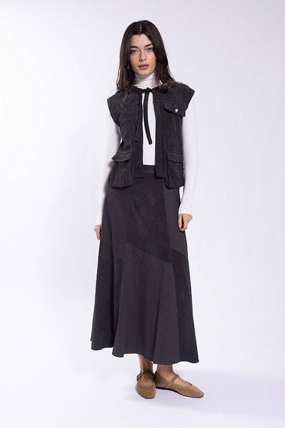 ST1112 STATIC CORDUROY COMBO SKIRT