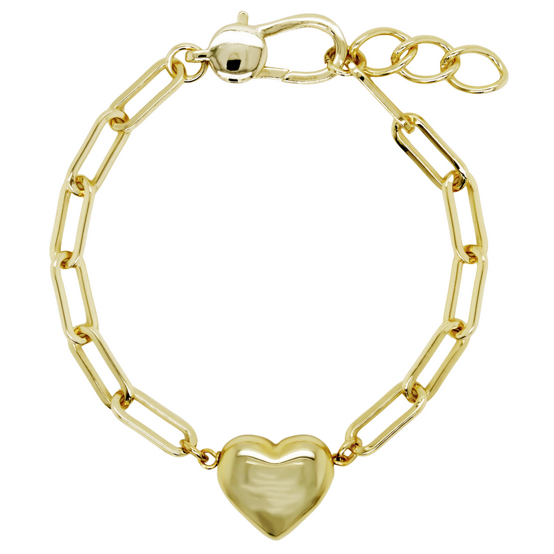 B4765 DLUX GP BRASS PUFFY HEART BRACELET