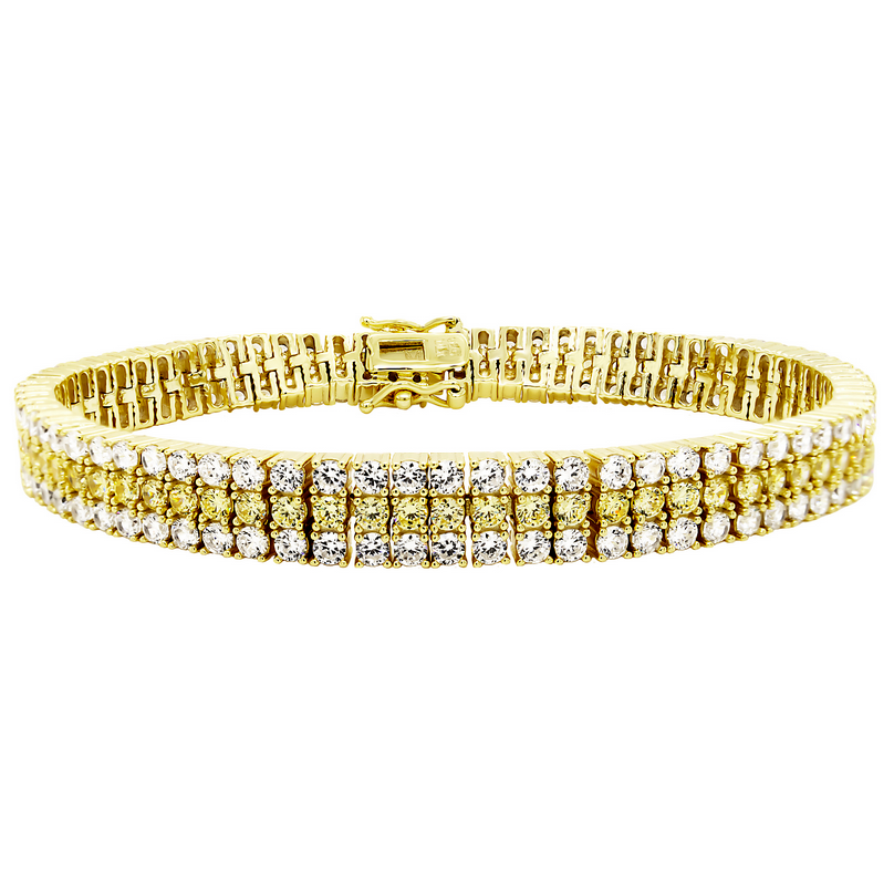 9B486 DLUX GP SS 3 ROW TENNIS BRACELET