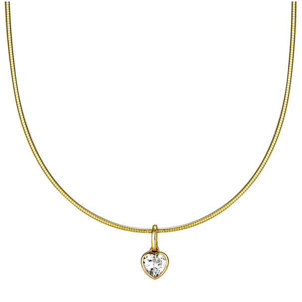 9N726 DLUX GP SS HEART BEZEL PENDANT NECKLACE