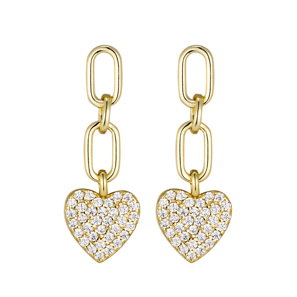 9EP700 DLUX GP SS PAVVE HEART EARRINGS