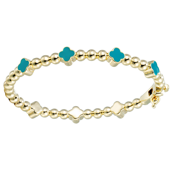 B4968 DLUX GP BRASS BALLS CLOVER BANGLE