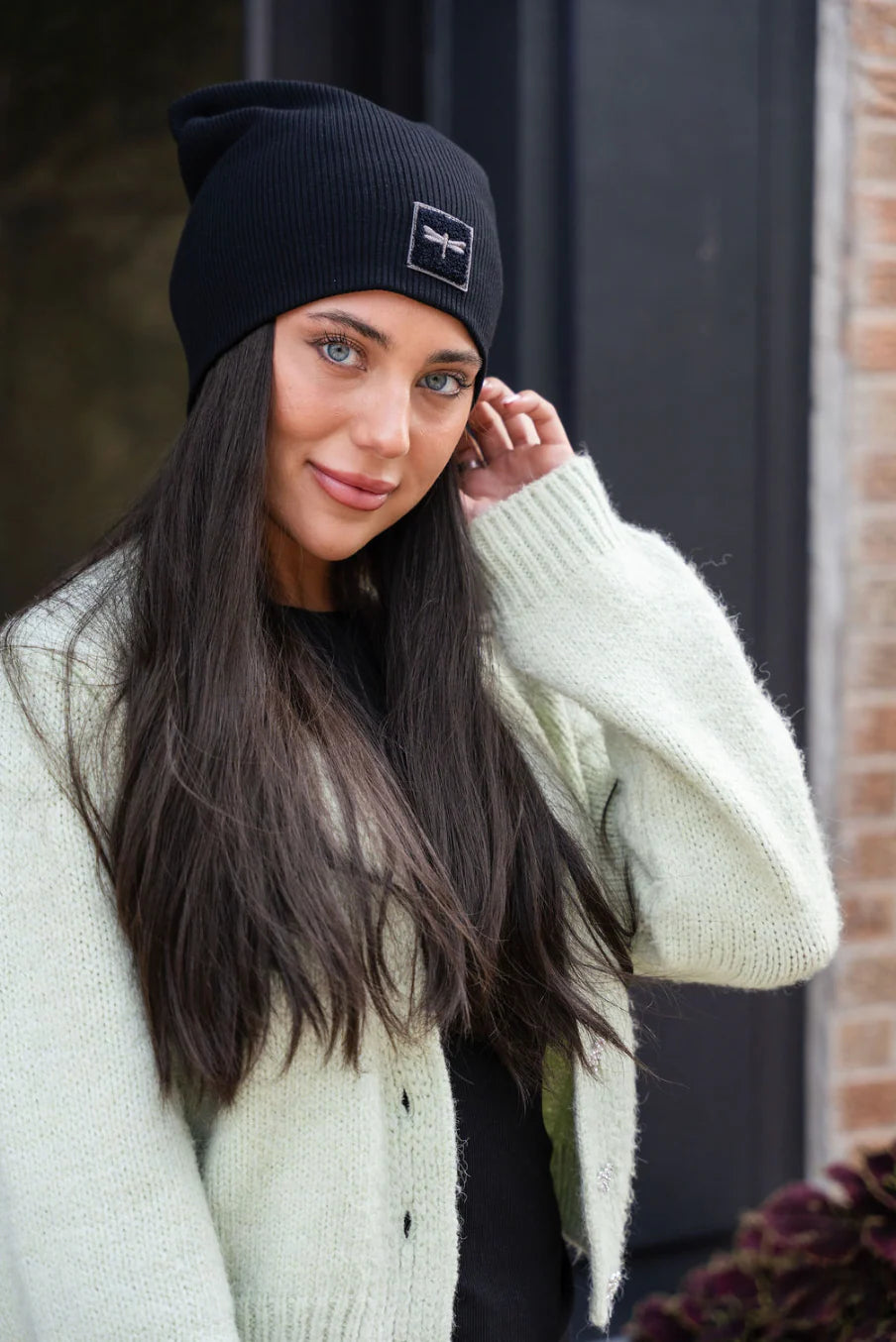TAL NY GUNMETAL RIB SHERPA BEANIE
