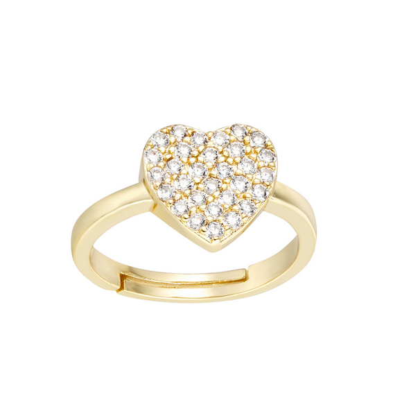 R4885 DLUX GP STEEL ADJ. HEART PAVE RING