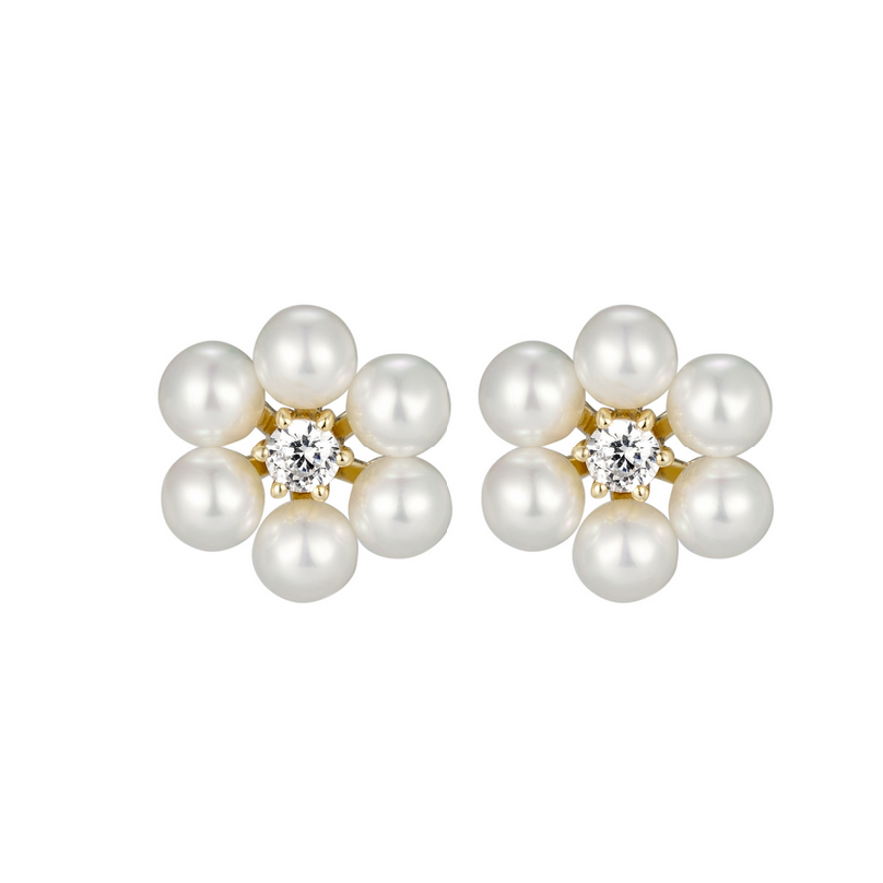 9EP610 DLUX GP SS SHELL PEARLS POST EARRINGS