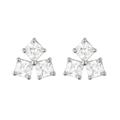 9EP123 DLUX RP SS IN TRIANGLE STUD EARRINGS WHITE CZ SILVER