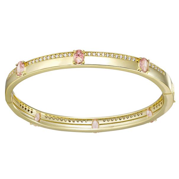 B4916 DLUX GP BRASS ENAMEL OVAL STONE BANGLE
