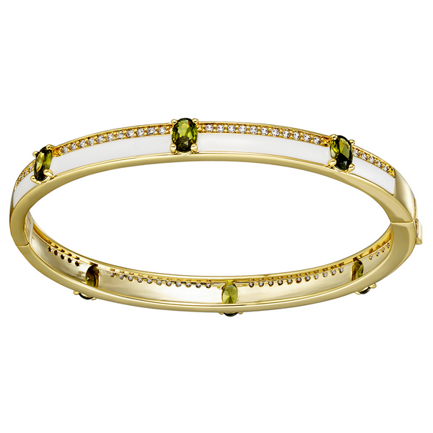 B4916 DLUX GP BRASS ENAMEL OVAL STONE BANGLE
