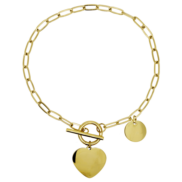 B4966 DLUX GP STS POLISH HEART CHARM BRACELET