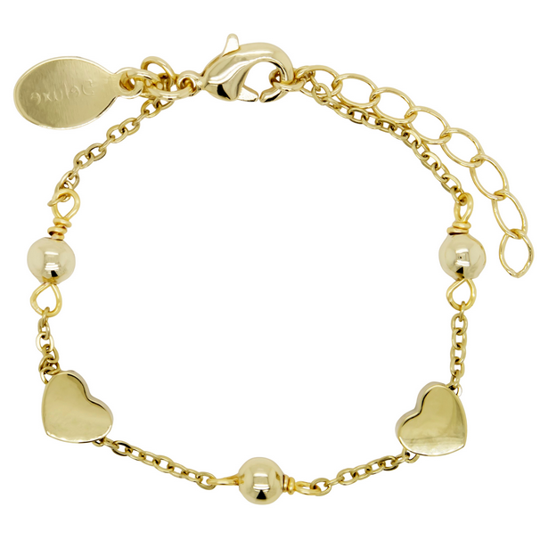B4953 DLUX GP STS HEART BEAD BRACELET