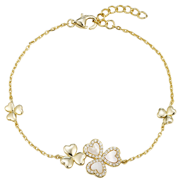 9B467 DLUX GP SS CZ FLOWER TWO ROW BRACELET