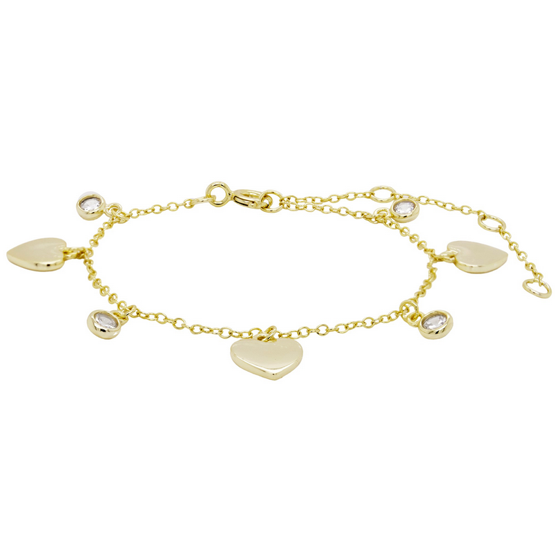 9B58 DLUX GP SS HEART CHARM BRACELET