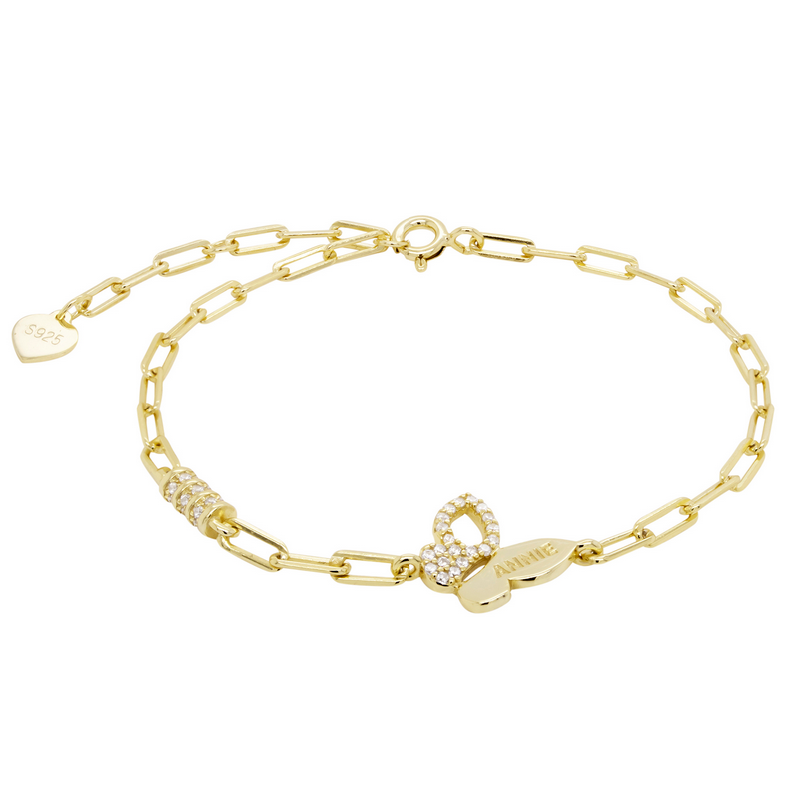 8B886 DLUX GP SS BUTTERFLY PAPER CLIP BRACELET