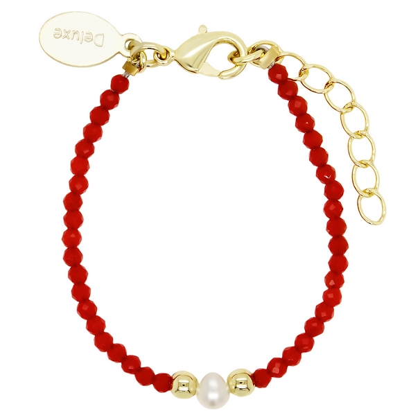 B16061 DLUX FACETED CRYSTAL 3MM GOLD BALL BRACELET