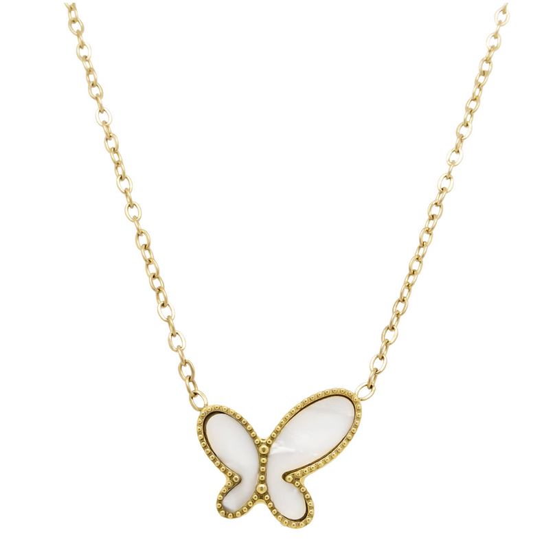 N4988 DLUX GP BUTTERFLY NECKLACE W/ DOTTED BORDER