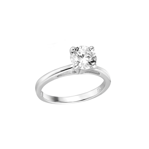 9R612 DLUX RP SS SOLITAIRE WHITE CZ RING