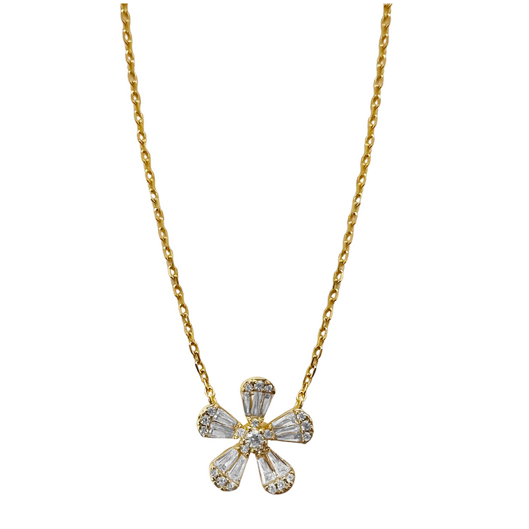 9N773 DLUX GP SS BAGUETTE FLOWER NECKLACE