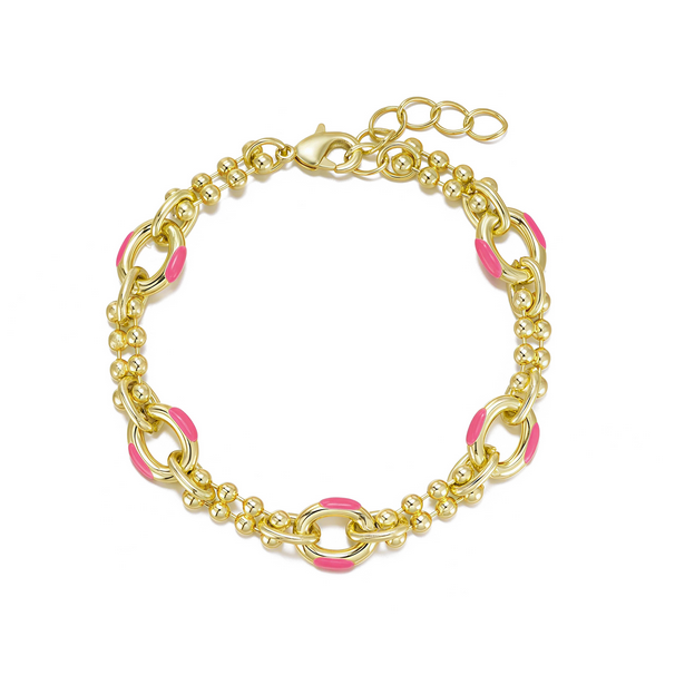 B5083 DLUX GP BRASS ENAMEL LINKS CHAIN BRACELET