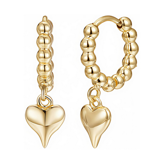 3EW5097 DLUX GP STS BALL HOOP HANGING HEAR EARRINGS