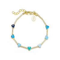 B5075 DLUX GP BRASS SNAKE CHAIN ENAMEL HEART BRACELET