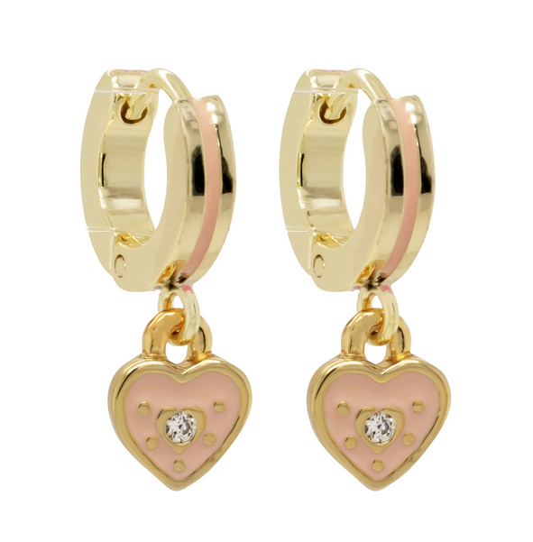 3EW3842 DLUX GP SRS ENAMEL CZ HEART LB EARRING