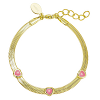 B5059 DLUX GP SRS HEAVY CHAIN ENAMEL HEARTS BRACELET