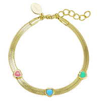 B5059 DLUX GP SRS HEAVY CHAIN ENAMEL HEARTS BRACELET