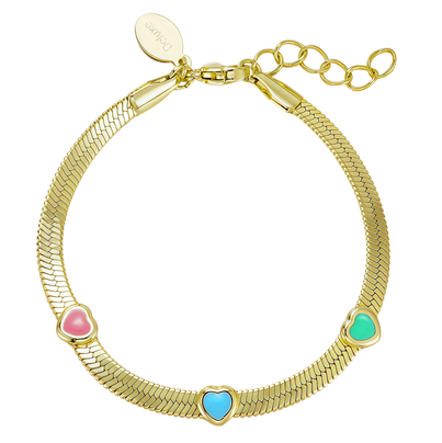 B5059 DLUX GP SRS HEAVY CHAIN ENAMEL HEARTS BRACELET