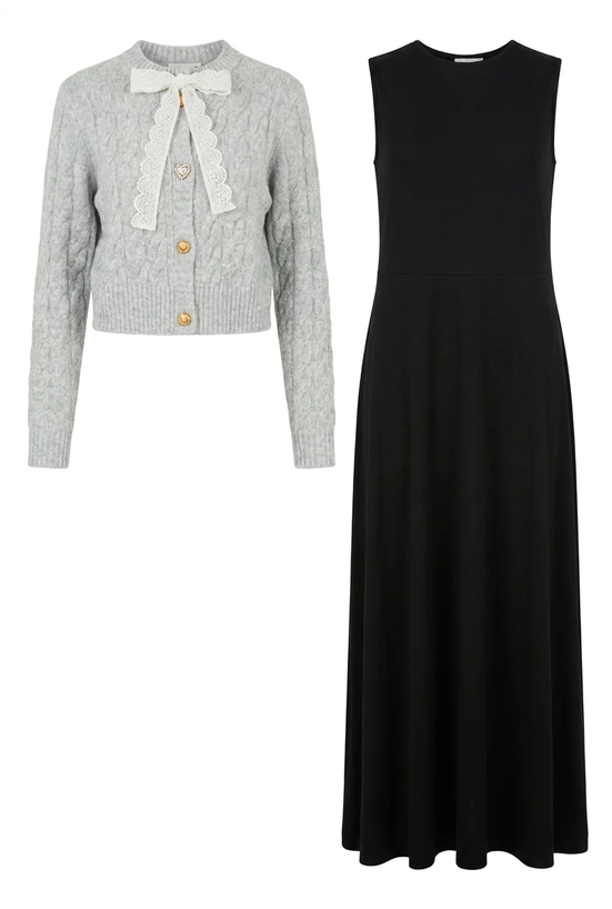 WB6CY3178 IMAGINE ROBE W/ KNIT CARDIGAN
