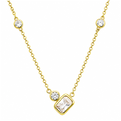 9N945 DLUX GP SS RECTANGLE BEZEL NECKLACE