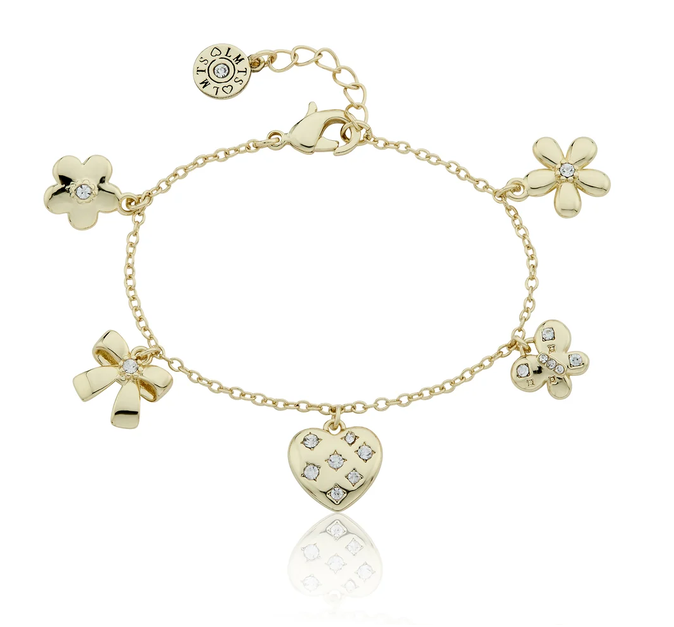 BT2578B LMTS 14K GP CZ CHARM BRACELET