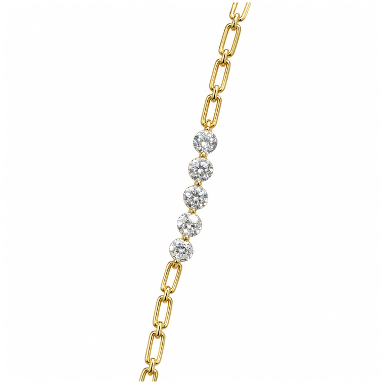 9B971 DLUX GP SS FIVE CZ CHAIN BRACELET