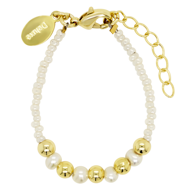 B15931 DLUX 3MM PEARL BALL AND SEED BEAD BRACELET