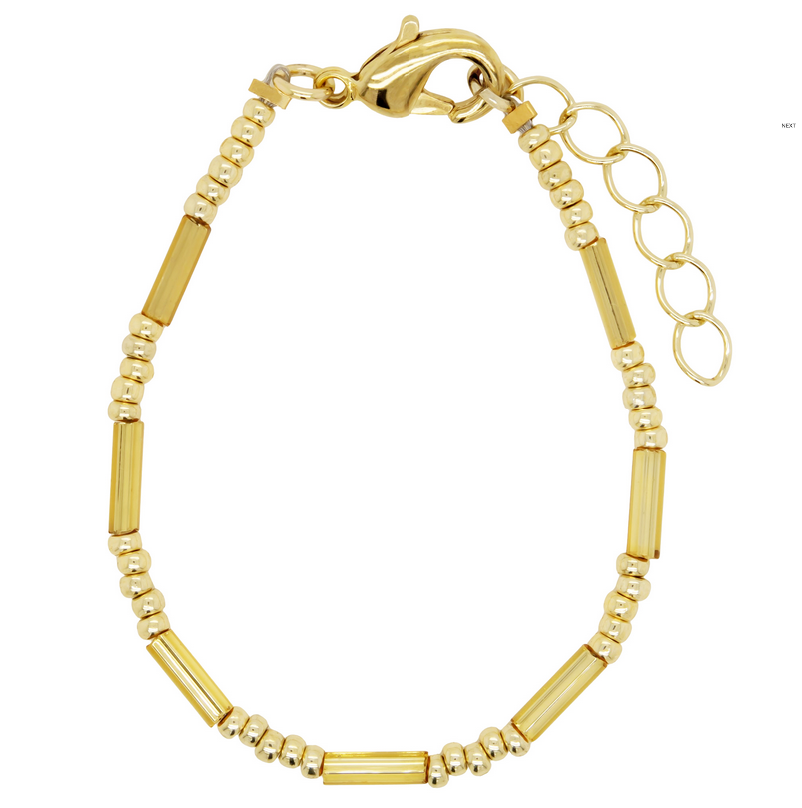 B16121 DLUX GP BRASS 2MM BALLS & BARS BRACELET