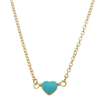 N16134 DLUX GP BRASS ENAMEL HEART NECKLACE