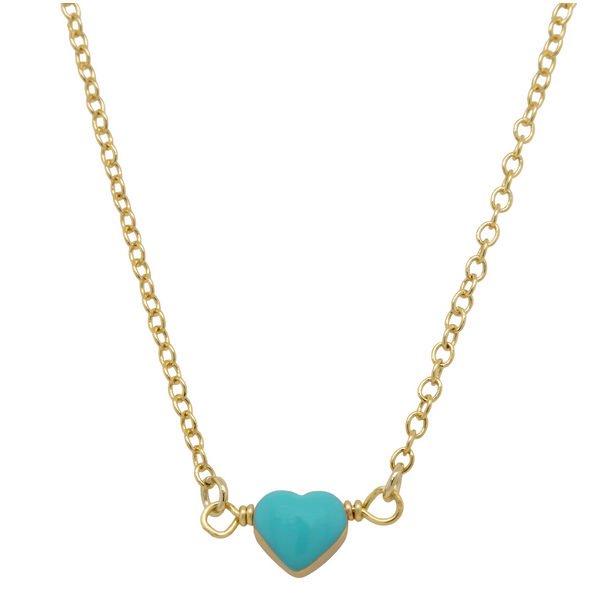 N16134 DLUX GP BRASS ENAMEL HEART NECKLACE