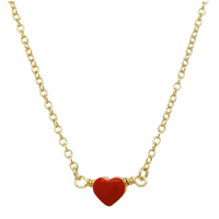 N16134 DLUX GP BRASS ENAMEL HEART NECKLACE